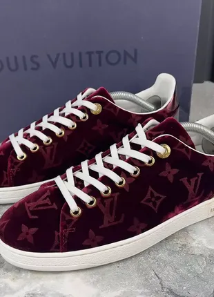 Louis vuitton frontrow lv monogram burgundy velour женские кроссовки оригинал 38 eur