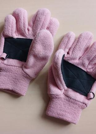 Пудрові флісові прорезинені рукавички 5-7 р