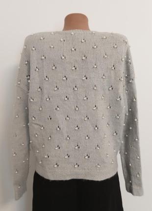 Свитер с жемчугом  30%шерсти 8