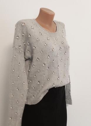 Свитер с жемчугом  30%шерсти 3
