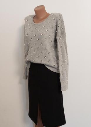 Свитер с жемчугом  30%шерсти 6