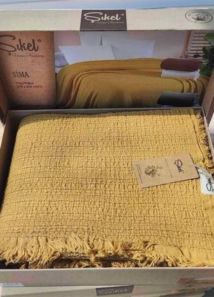 Подарунок на день святого валентина мусліновий плед з бахромою бавовна