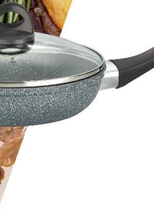 Сковорода benson bn-494 24см, h-6,3см, глибока мармурова антипригарна.о+