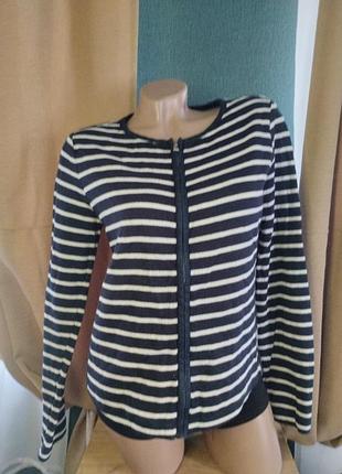 Кофта, кардиган в полоску сине белая на молнии