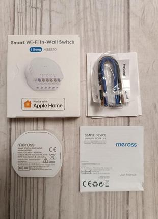 Meross smart wi-fi in-wall switch mss810hk розумне реле apple homekit