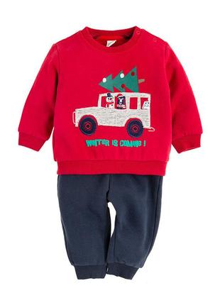 Дитячий комплект з різдвяним мотивом: штани і кофта, 68 розмір (3-6 міс)
