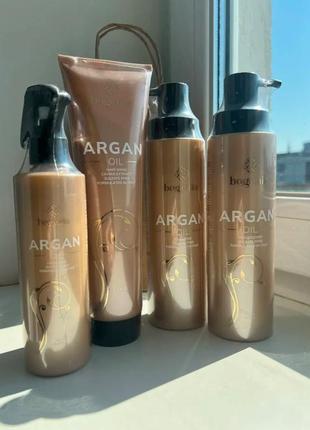 Набір 4в1 (шампунь , кондиціонер, маска , термозахист) для волосся з аргановою олією argan oil bogenia
