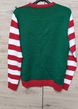 Мужской новогодний свитер, кофта санта клауса, эльфа, помощника деда мороза, s-m