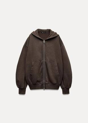 Світшот оверсайз із блискавкою від zara.