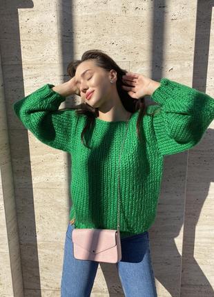 Зелёный свитер оверсайз9 фото