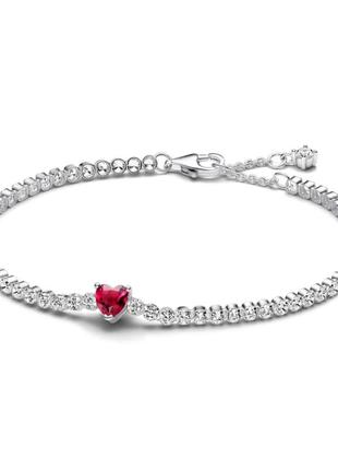 Серебряный браслет пандора pandora silver s925 ale с оригинальной биркой и пломбой 925 проба 100% серебро красное сердце