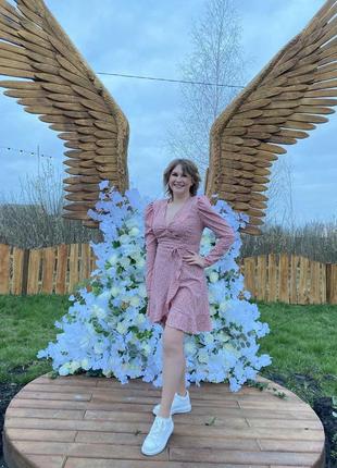 Сукня  рожева в горошок