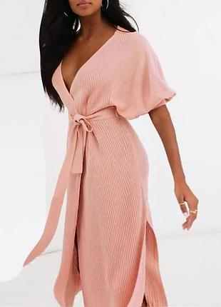 Розпродаж сукня asos міді  в'язана пудрова