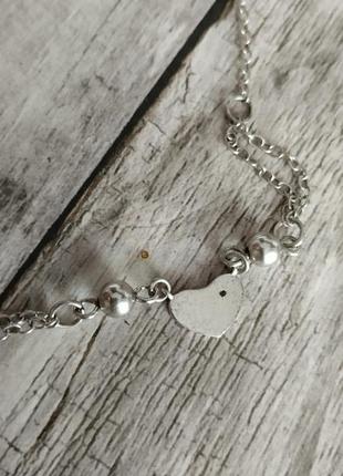 Kipring серебряное колье сердечко с крошкой бриллиантом