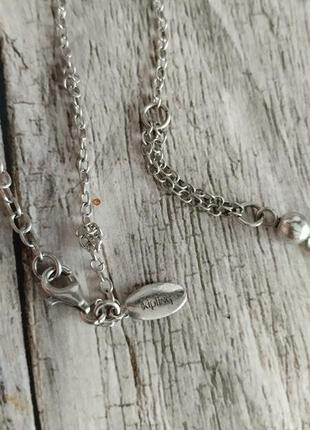 Kipring серебряное колье сердечко с крошкой бриллиантом