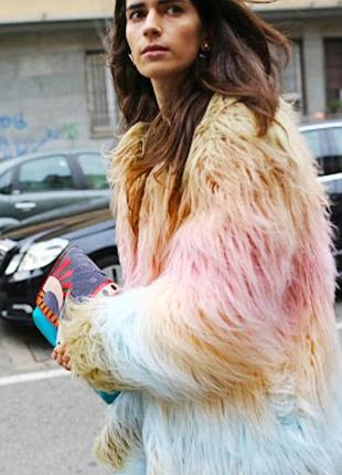 Невероятная стильная теплая женская шуба под ламу экомех тренд