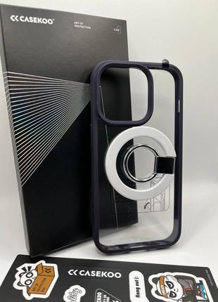 Чохол magsafe iphone 13 pro з магнітним кільцем тримачем підставкою dark purple casekoo оригінал