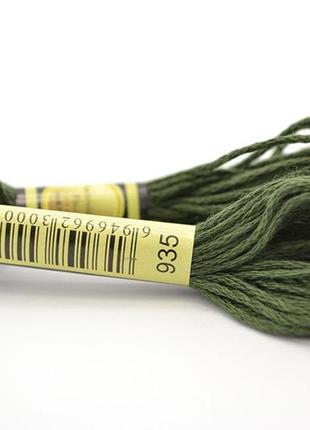 Нитки мулине для вышивки схс -935 зелёный тёмный , 8 м