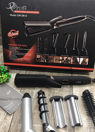 Мультистайлер gemei gm-2816 плойка, праска, стайлер 6 в 1.о+
