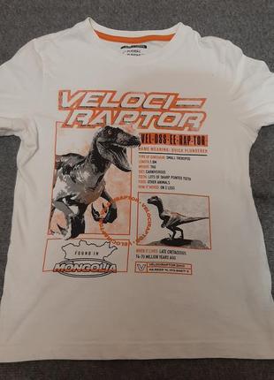 Классная хб футболка для мальчика для девочки принт динозавры 5 6 7 лет