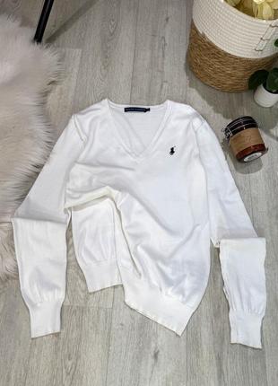 Белый джемпер ralph lauren с лого, оригинал размер m-l