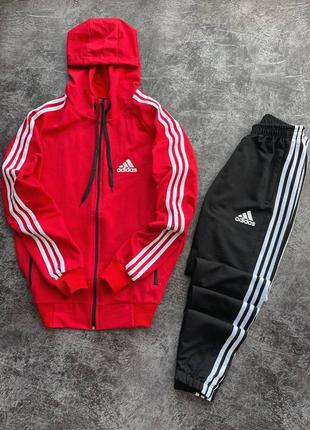 Червоний спортивний костюм adidas з капюшоном костюм адідас