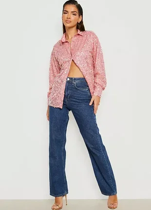 Стильная рубашка пайетки oversized 3