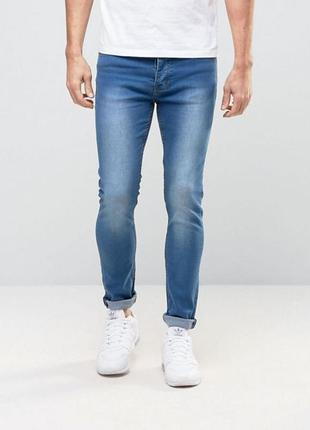 Блакитні сині завужені джинси threadbare 30/s-xs