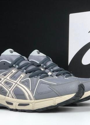 Мужские кроссовки весна/осень серые с бежевым asics gel hakana
