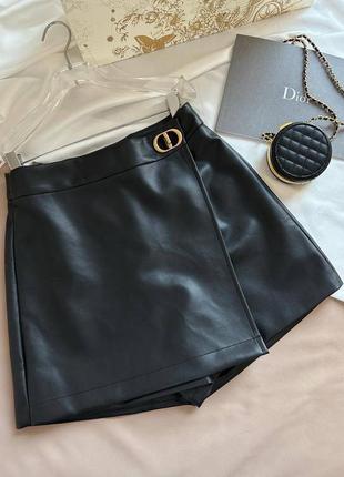 Шорты юбка кожа л