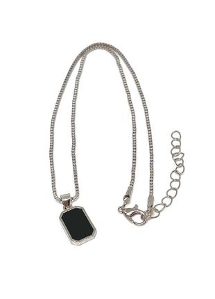 Стильний сріблястий жіночий ланцюжок кольє чокер намисто чорний кулон мінімалізм