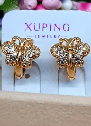 Детские серьги бабочки из медицинского золота. ювелирная бижутерия xuping, с-4305