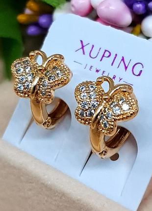 Детские серьги бабочки из медицинского золота. ювелирная бижутерия xuping, с-4305