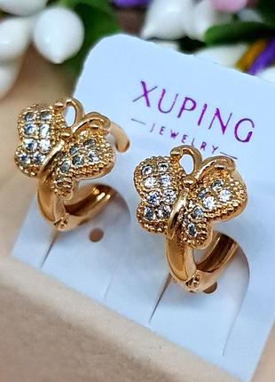 Детские серьги бабочки из медицинского золота. ювелирная бижутерия xuping, с-4305