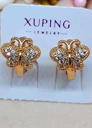 Детские серьги бабочки из медицинского золота. ювелирная бижутерия xuping, с-4305