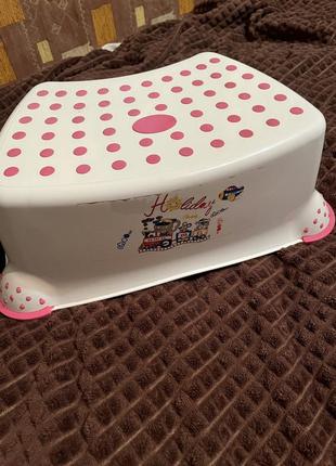 Табурет-подставка детский cm-510 irak plastik, бело-розовый