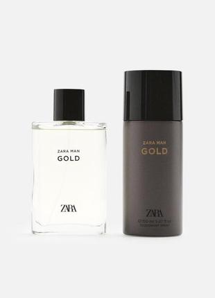 Набір для чоловіків туалетна вода zara gold 90 мл і all-over spray спрей дезодорант 150 ml іспанія