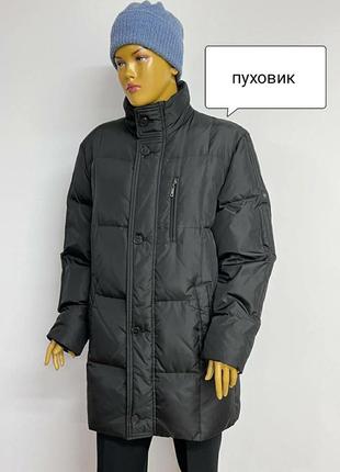 Walbusch теплий об'ємний чорний пуховик пальто куртка з чоловічого плеча прямого крою натуральний пух перо l xl xxl