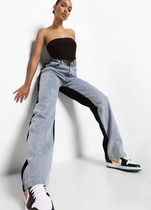 Прямые джинсы бойфренды колор блок boohoo