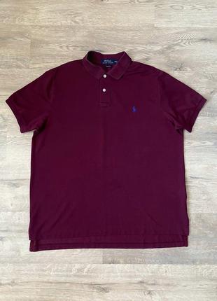 Бордовое поло большого размера polo ralph lauren custom fit