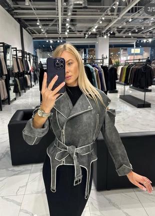 Косуха винтажная кожужанка винтажная телячья кожа гладкая натуральная тренд