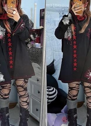 Лонг унісекс готика гранж рок панк з павуком