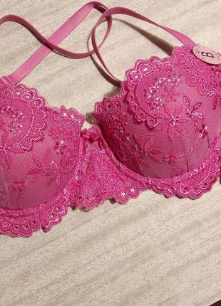 Бюстгальтер jennyfer, 32b, яскраво-рожевий гіпюр, ліф бра