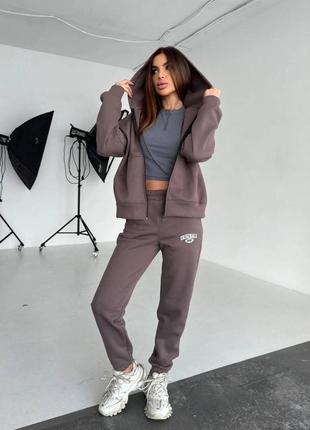 🌈3! шикарный теплый женский спортивный костюм мокко какао жаский на флисе флис флис флис