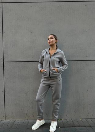 🌈3! шикарный теплый женский костюм серый на флисе флис флис флис флис женский с капюшоном худи худи