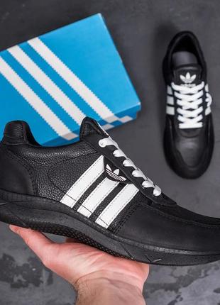Мужские кожаные кроссовки adidas support black