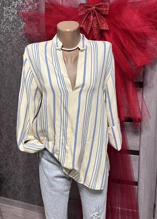 Zara блузка в смужку з розрізами