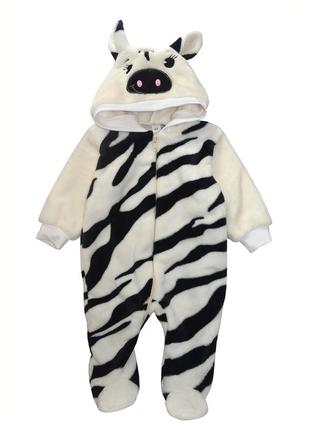 Комбінезон чоловічок з капюшоном зебра