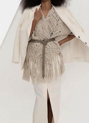 Вязаный платок/косынка с бахромой ermanno scervino original, italy, кашемир +альпака, шарф, кардиган