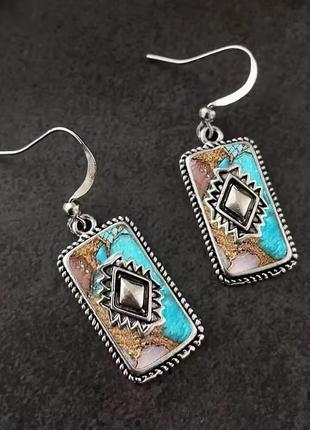 Серьги в этно бохо фольк стили цветные